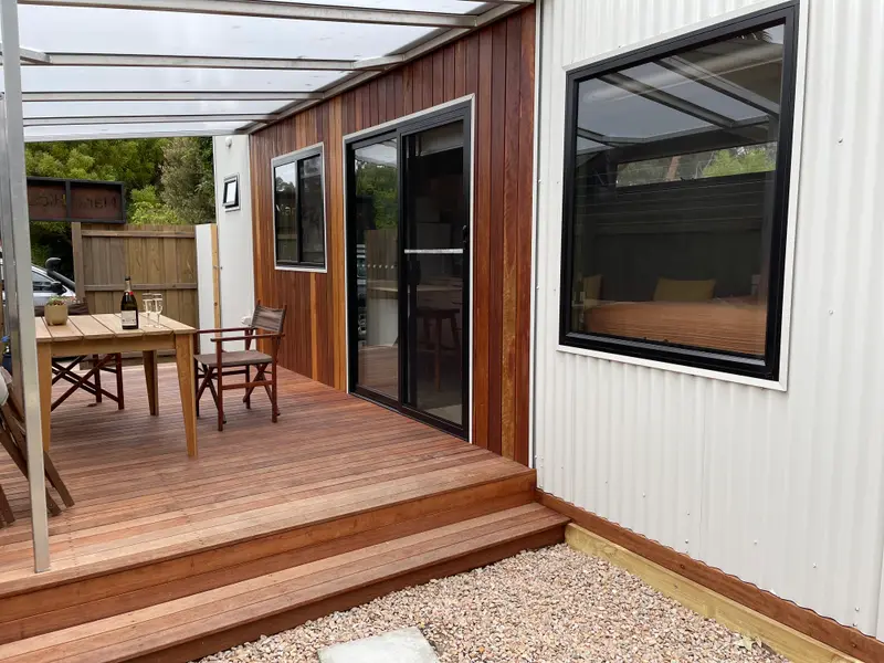 The Hideaway deck and sliding doors
