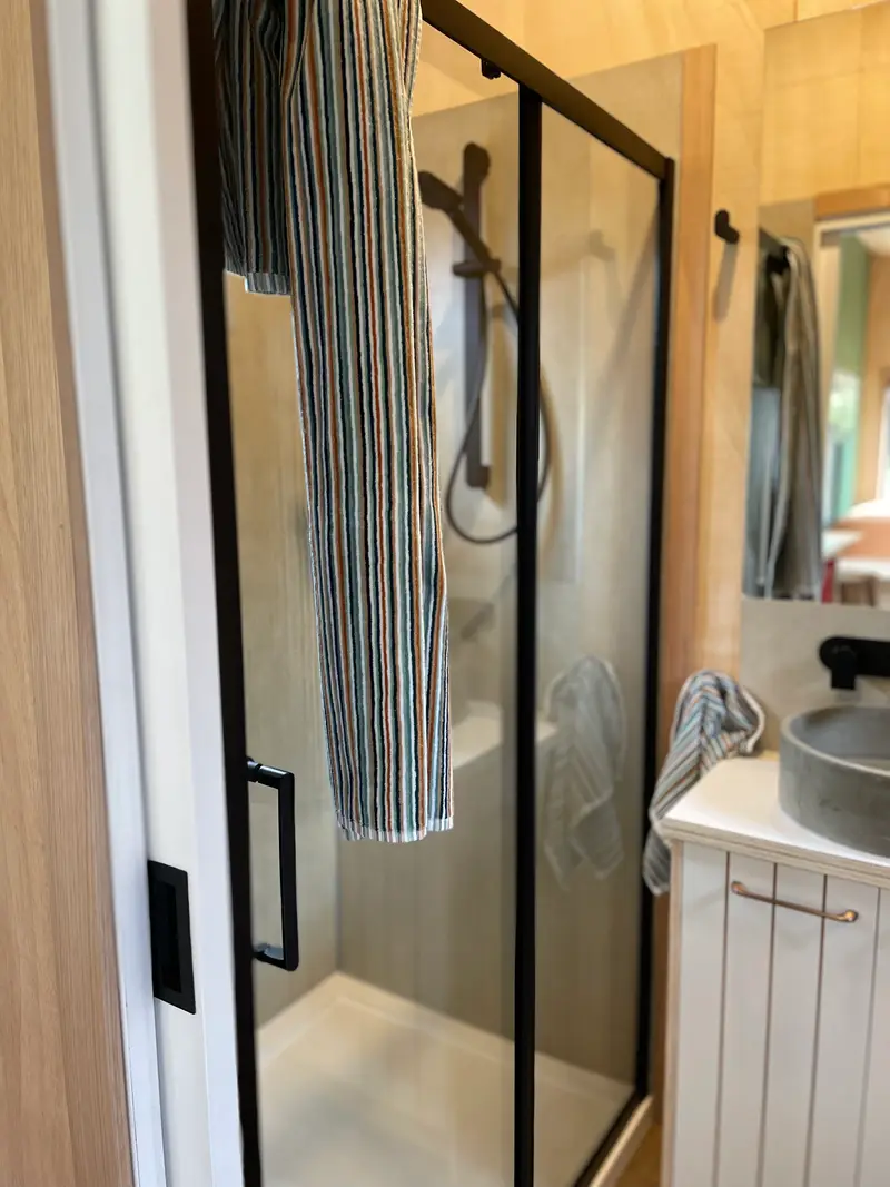 Black-framed shower in The Hideaway